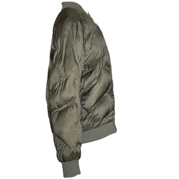 Zara Diamond Quilted Puffer Bomber Jacket Unisex Size 13-14 Green NEW - Picture 4 of 7